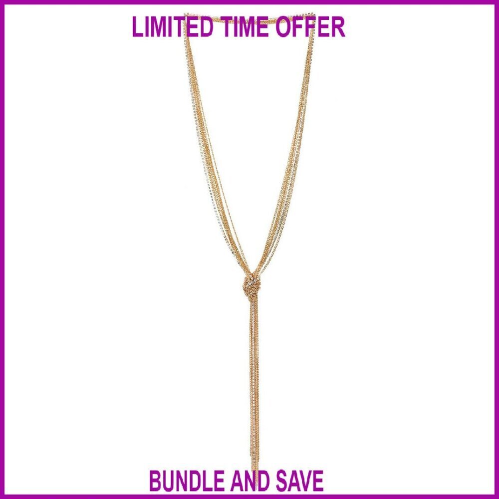 Chic Lariat Necklace Tassel Pendant Rhinestones Multi-Strand Y-Shape